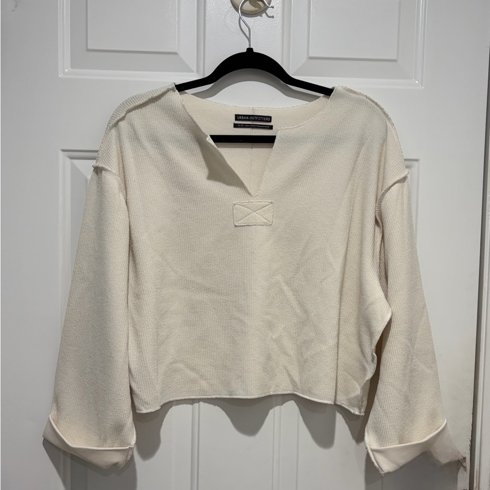 Urban Outfitters Women’s Cream, Cropped, Oversized sweater